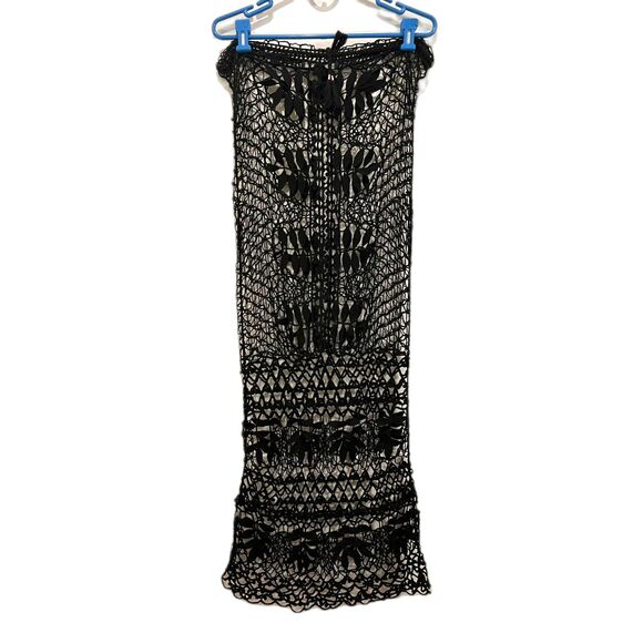 For Love & Lemons Black Floral Lace Midi Cover Up Dress  Women's Size XS - Picture 2 of 7